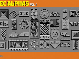 Aztec Alphas Brushes Volume 1 Texturas CG