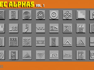 Aztec Alphas Brushes Volume 1 Texturas CG