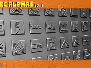 Aztec Alphas Brushes Volume 1 Texturas CG