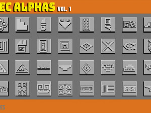 Aztec Alphas Brushes Volume 1 Texturas CG