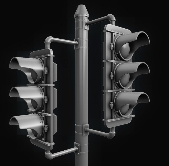 3d traffic signal lights - high poly 3D Model .c4d .max .obj .3ds .fbx .stl .blend 