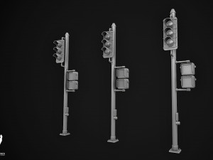 3d traffic signal lights - high poly 3D Model