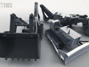 3d toy bulldozer front and backhoe loader construction tractor 3D 模型