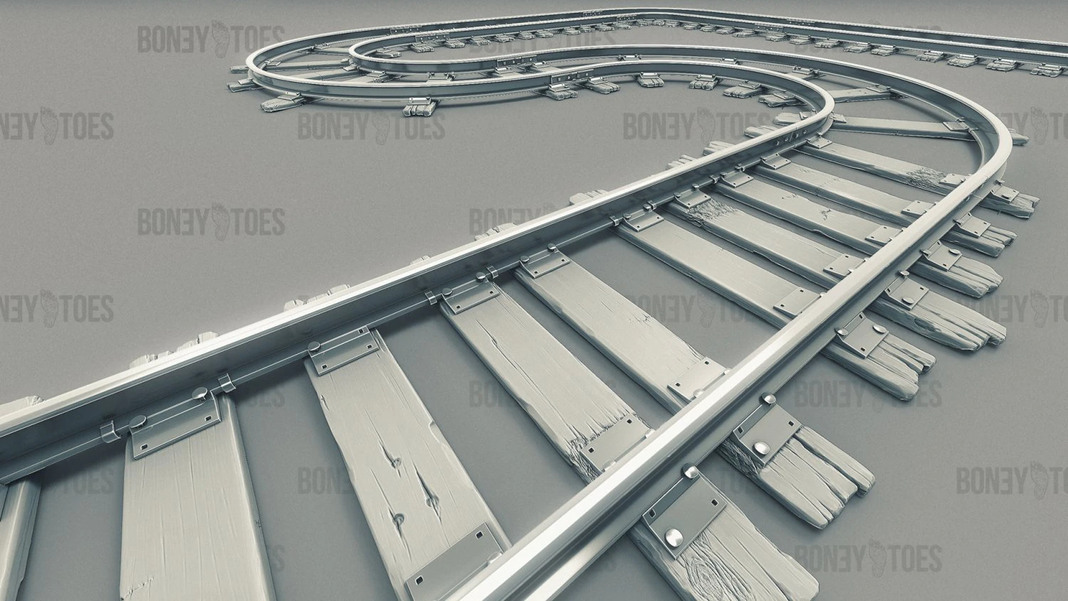 3d train railroad tracks 3D Model .c4d .max .obj .3ds .fbx .stl .blend 