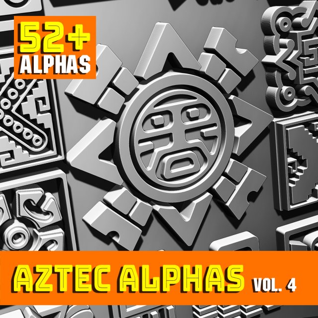 Aztec Alpha Brushes Volume 4 CG Textures .c4d .max .obj .3ds .fbx .stl .blend 