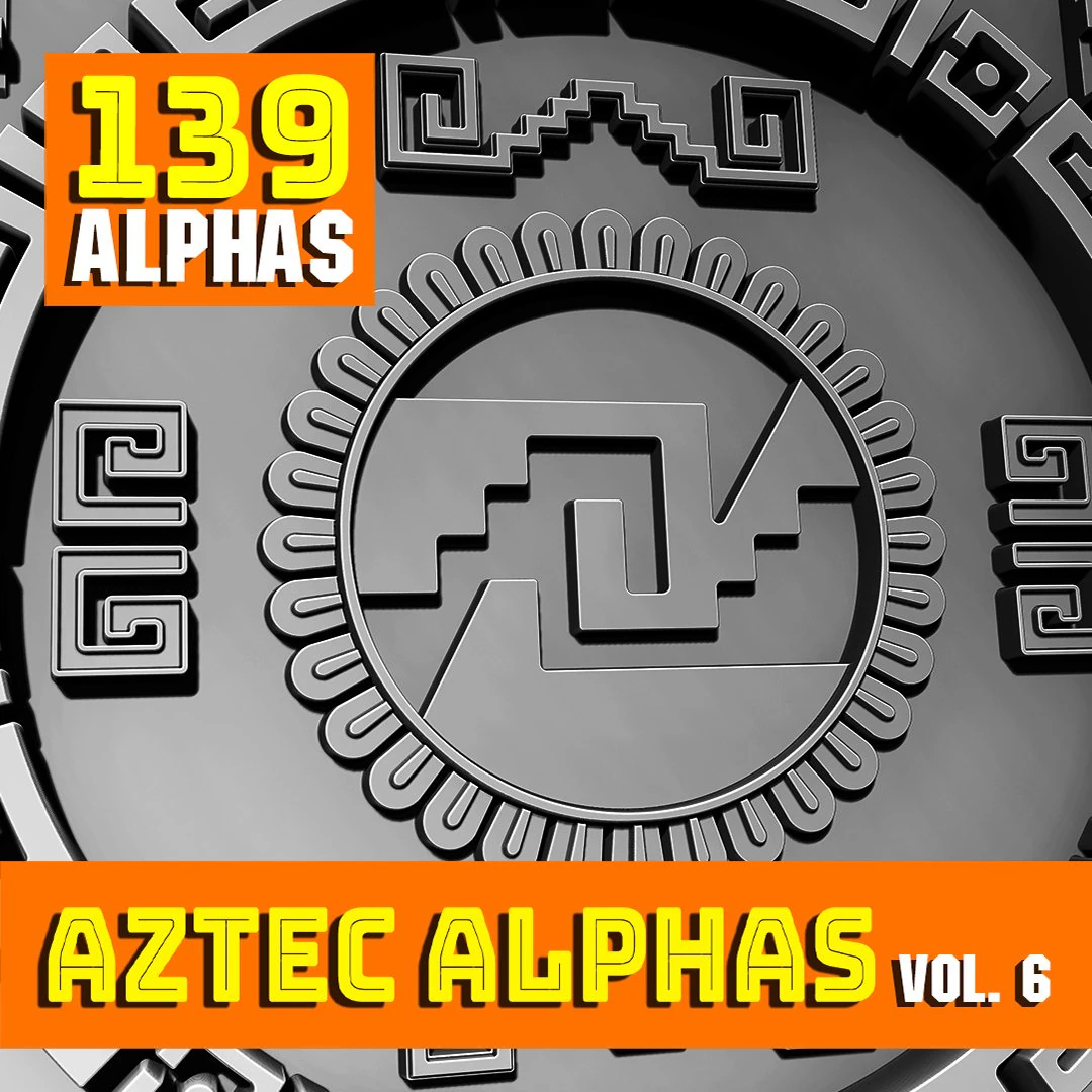 Aztec Alpha Brushes Volume 6 CG Textures .c4d .max .obj .3ds .fbx .stl .blend