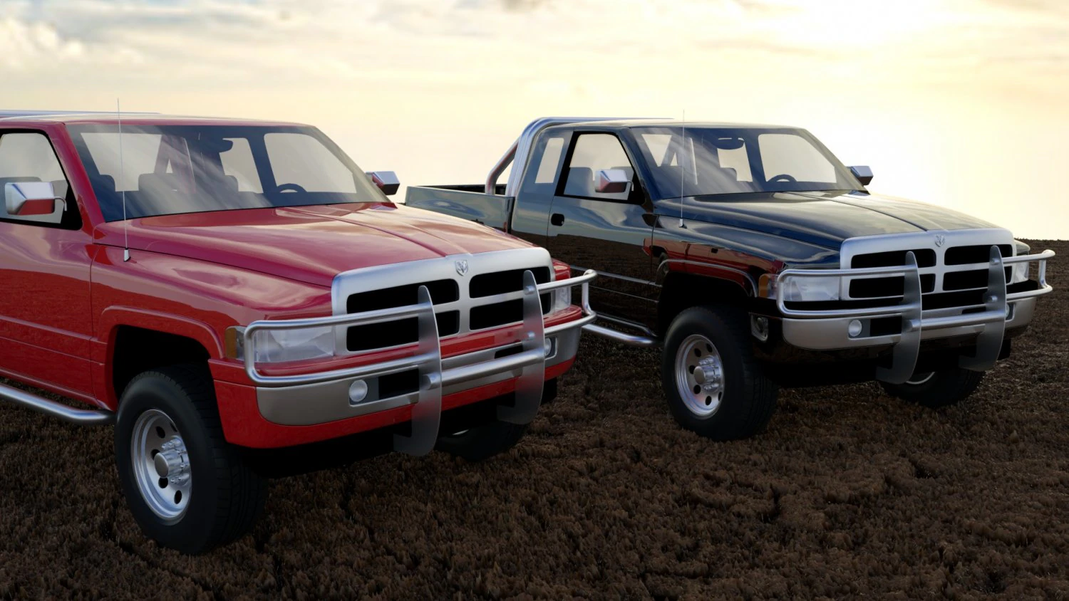 dodje ram car 3D Model .c4d .max .obj .3ds .fbx .stl .blend