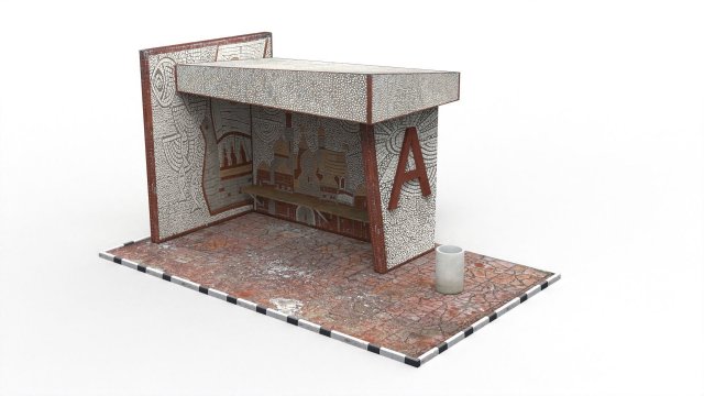 bus stop Modelo 3D .c4d .max .obj .3ds .fbx .stl .blend 