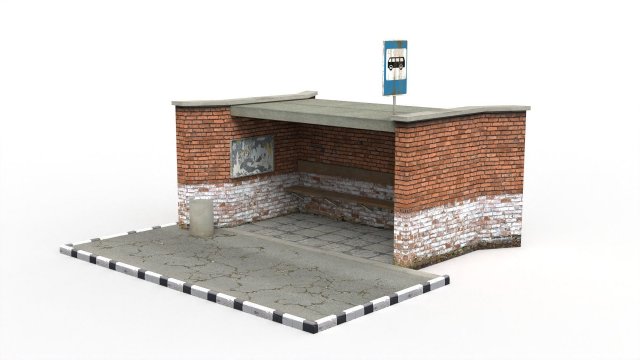 bus stop 3D Model .c4d .max .obj .3ds .fbx .stl .blend 