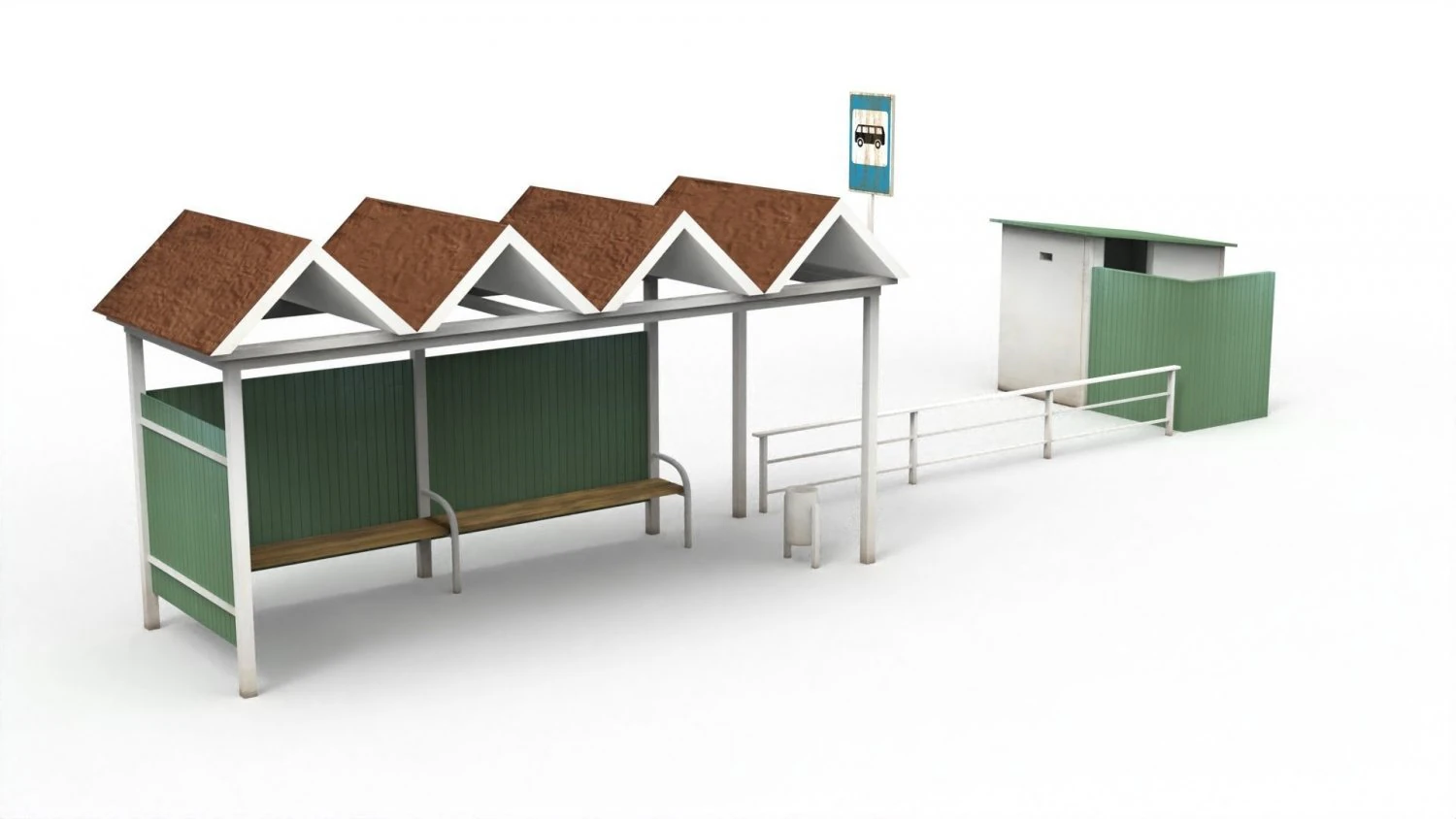 bus stop 3D Model .c4d .max .obj .3ds .fbx .stl .blend 