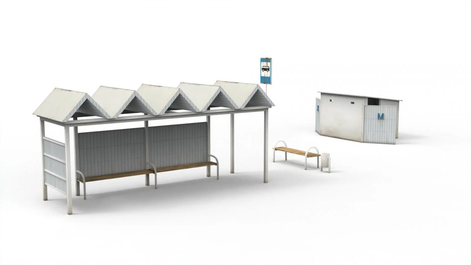 bus stop 3D Model .c4d .max .obj .3ds .fbx .stl .blend 