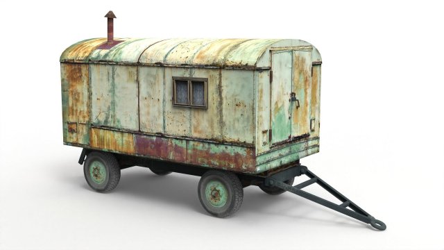 old lumberjack trailer and house on wheels Modello 3D .c4d .max .obj .3ds .fbx .stl .blend