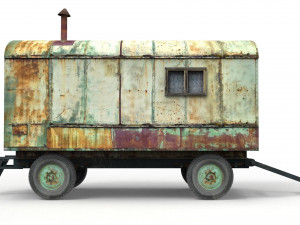 old lumberjack trailer and house on wheels Modello 3D