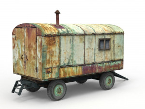 old lumberjack trailer and house on wheels Modello 3D