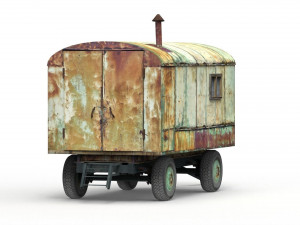 old lumberjack trailer and house on wheels Modello 3D