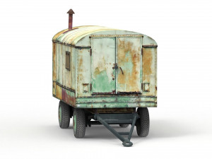 old lumberjack trailer and house on wheels Modello 3D