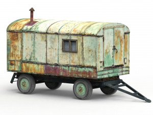 old lumberjack trailer and house on wheels Modello 3D