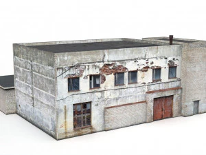 Nave industrial y cajas de garaje. Modelo 3D