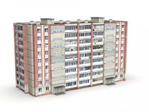 Nine-storey residential building 3D Model