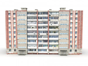 Nine-storey residential building Model 3D