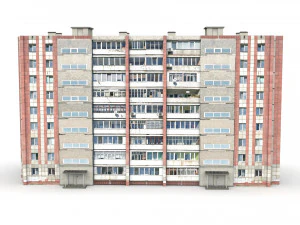 Nine-storey residential building 3D Model