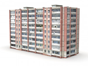 Nine-storey residential building Model 3D