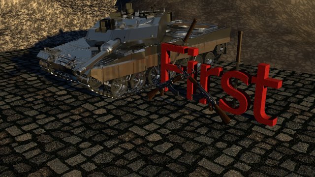 tank with word first 3D Model .c4d .max .obj .3ds .fbx .stl .blend 