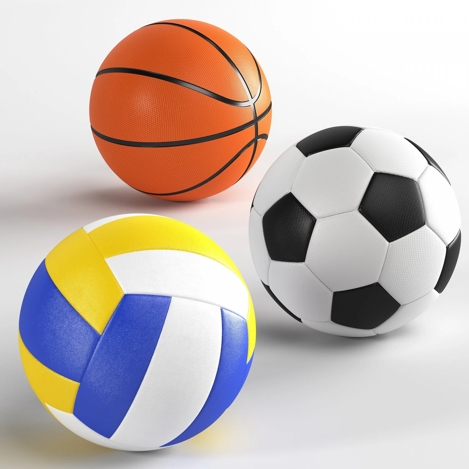 three sport balls 3D Model .c4d .max .obj .3ds .fbx .stl .blend 