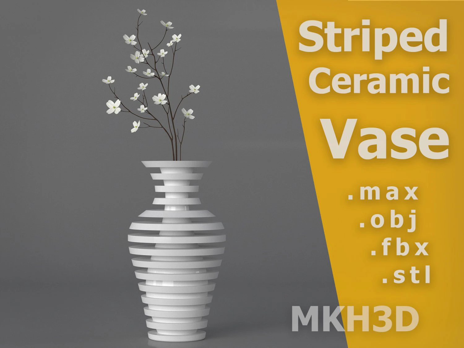 striped ceramic vase 3D Model .c4d .max .obj .3ds .fbx .stl .blend