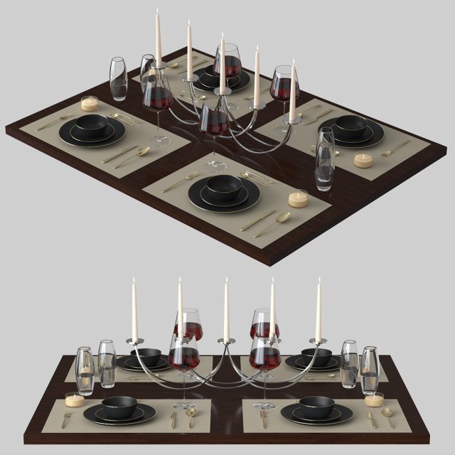 table setting 01 3D Model .c4d .max .obj .3ds .fbx .stl .blend 