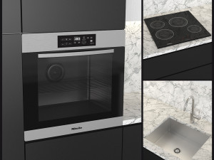 kitchen set 01 3D Modell