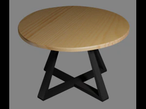 круглый обеденный стол из массива ясеня или дуба 3D Модель
