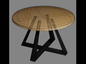 round dining table made of solid ash or oak 3D 모델