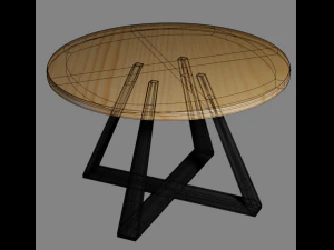 round dining table made of solid ash or oak 3D Model