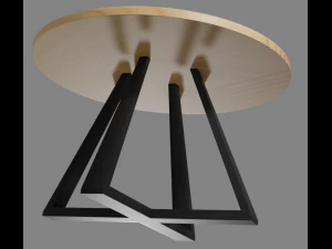 round dining table made of solid ash or oak 3D Model