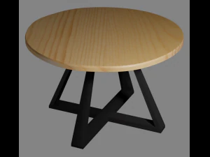round dining table made of solid ash or oak 3D Model