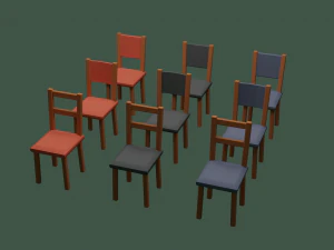 cadeira baixa poli Modelo 3D