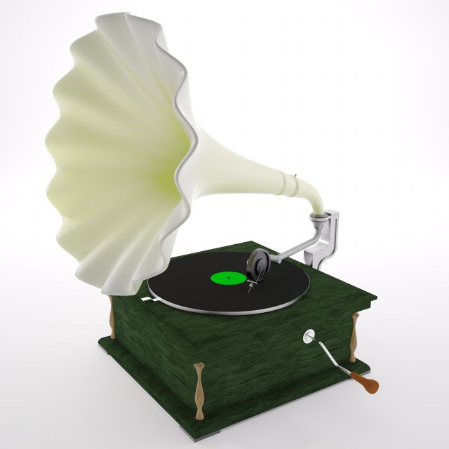 old gramophone music player 3D Модель .c4d .max .obj .3ds .fbx .stl .blend 