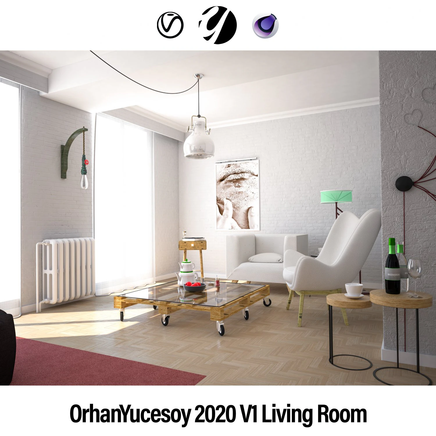 living room 3D Model .c4d .max .obj .3ds .fbx .stl .blend 