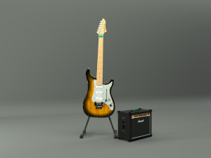 fender guitar and amplifier 3D Модель