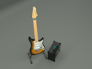 fender guitar and amplifier 3D Модель