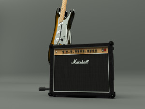 fender guitar and amplifier 3D Модель