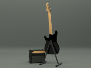 fender guitar and amplifier 3D Модель
