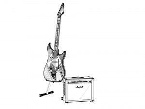 fender guitar and amplifier 3D Модель