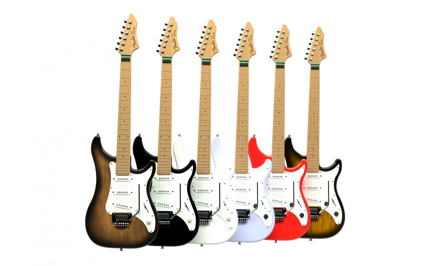 electric guitar collection 3D Model .c4d .max .obj .3ds .fbx .stl .blend 