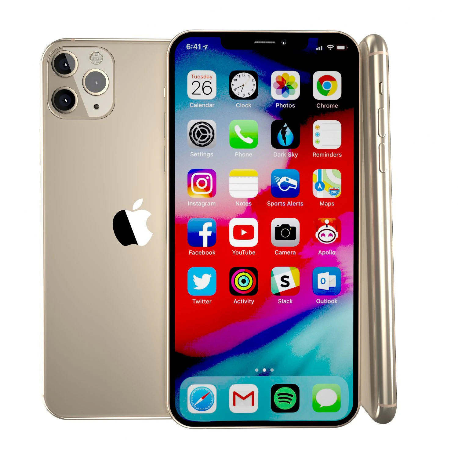 apple iphone 11 pro max gold 3D Model .c4d .max .obj .3ds .fbx .stl .blend