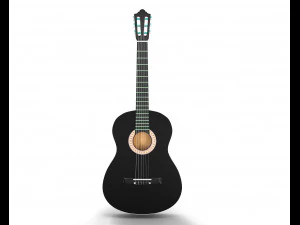 guitare classique noire Modèle 3D