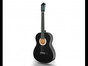guitare classique noire Modèle 3D