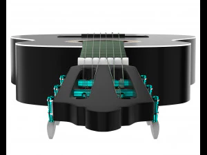 guitare classique noire Modèle 3D