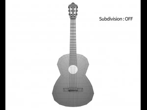guitare classique noire Modèle 3D